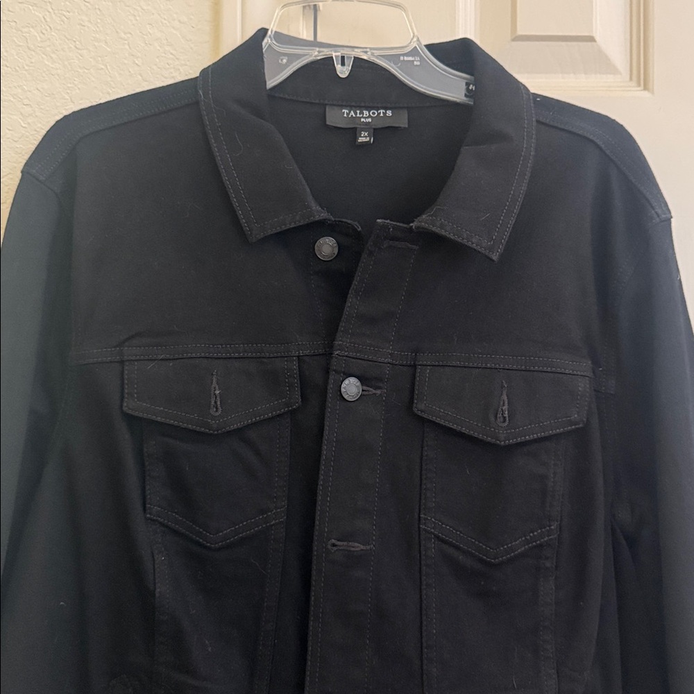 LIKE NEW, Talbots black denim jean jacket. - Picture 4 of 7